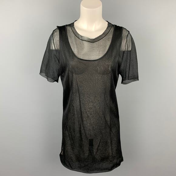 MARNI Size 6 Black See Through Silk Layered Tank Casual Top - Picture 1 of 1